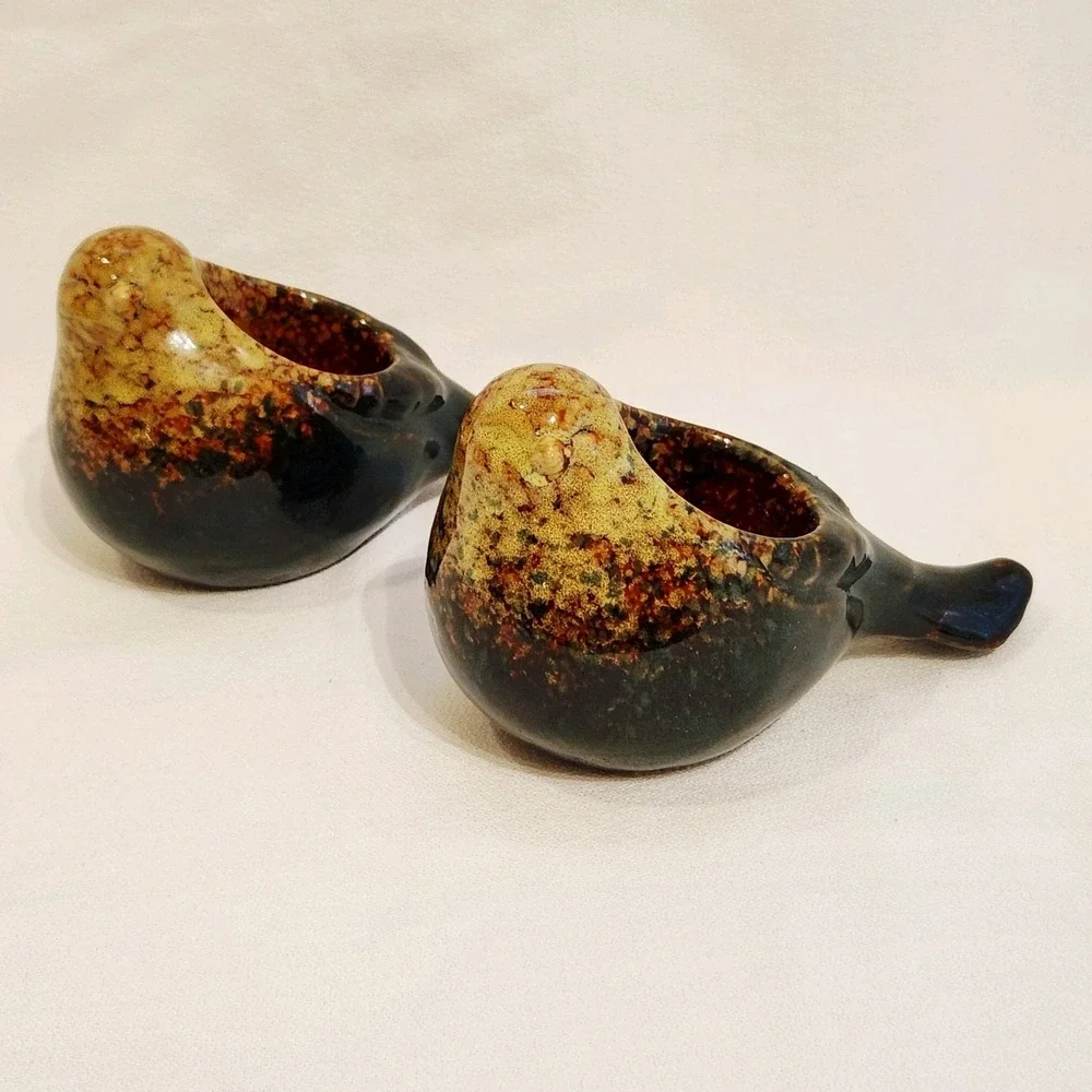 Set of 2 Allen + Roth  Ceramic Bird Tealight‎ Votive Candle Holder